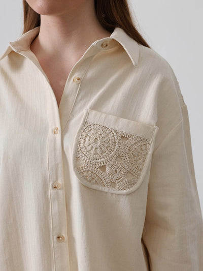 Lace-Detail Long-Sleeve Shirt