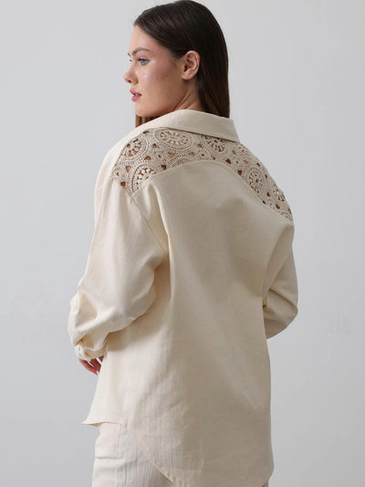 Lace-Detail Long-Sleeve Shirt